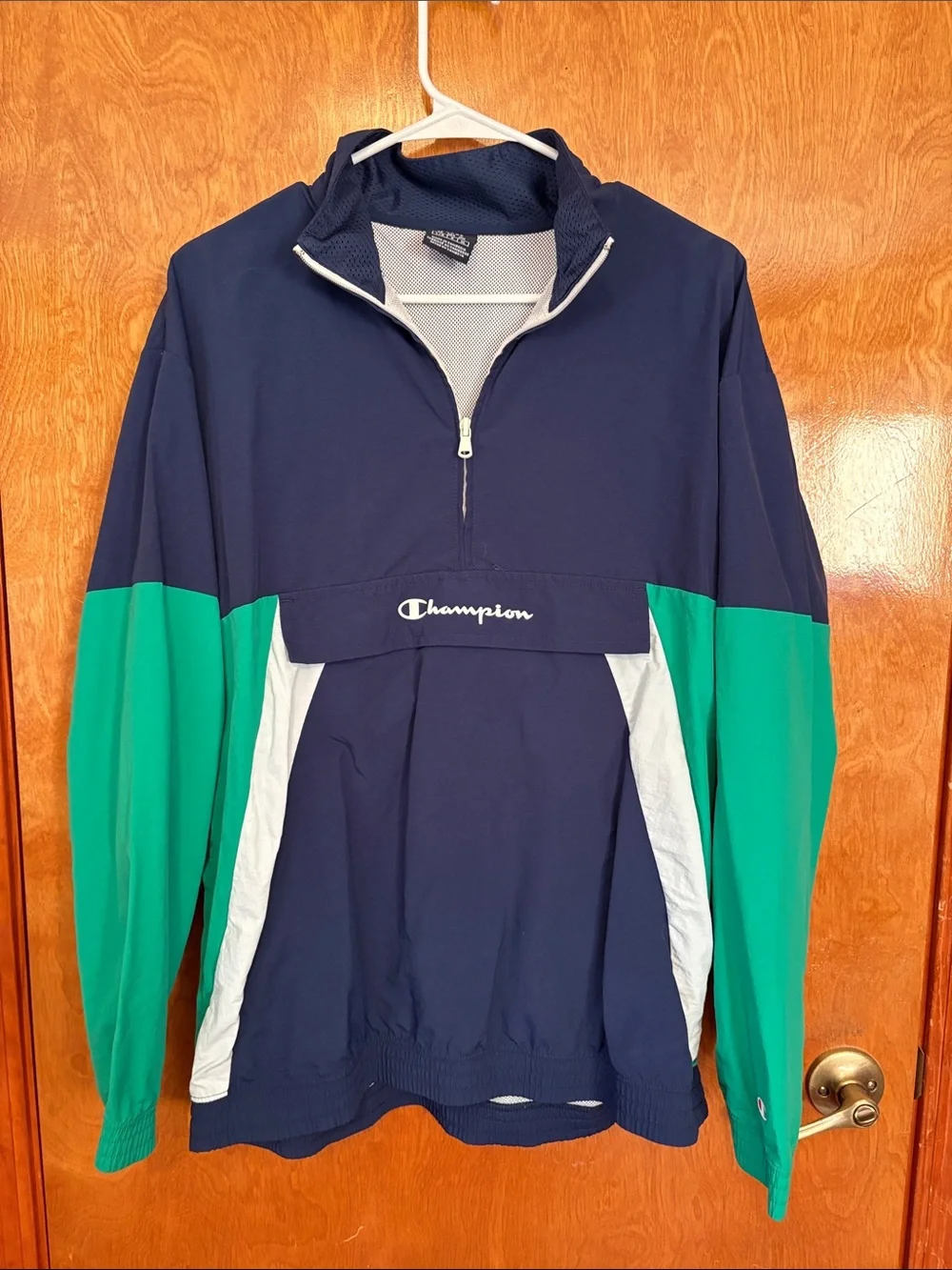 Champion Navy and Green Pullover Windbreaker